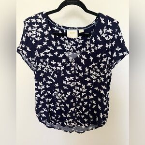 Maeve by Anthropologie Dove Navy Blue Blouse